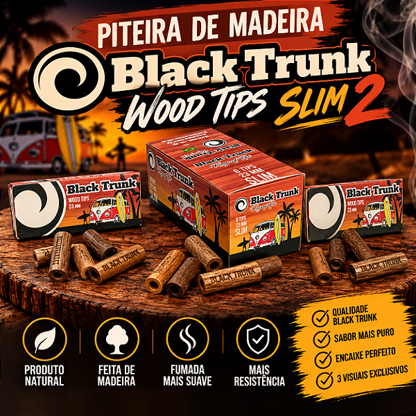 Piteira de Madeira Black Trunk Wood Tips Slim 2