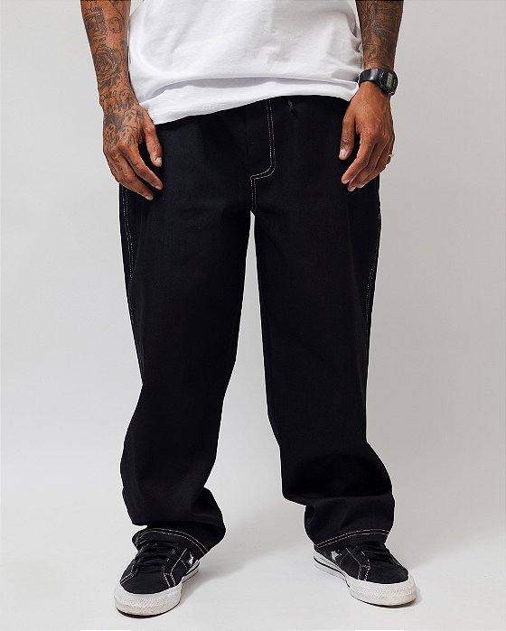 Calça Balão Preta em Jeans