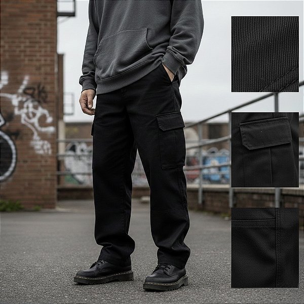 Calça Cargo Juvenil Preta