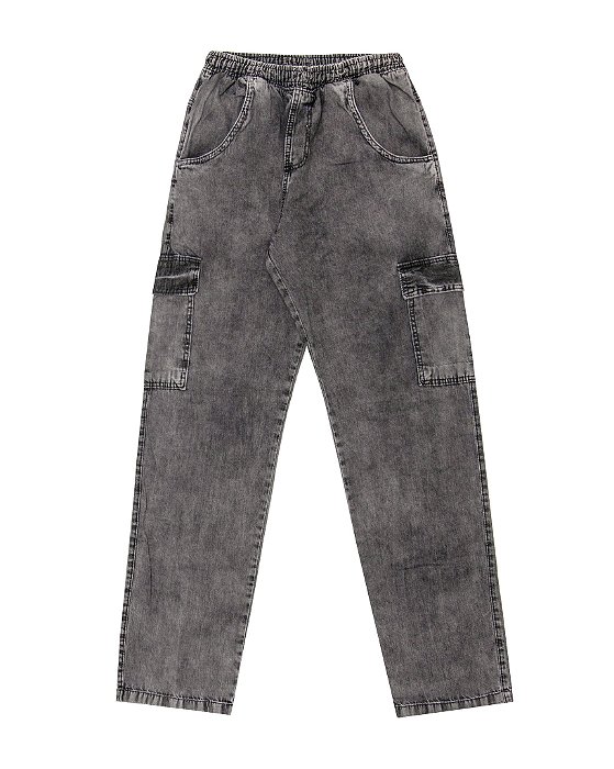 Calça cargo jeans Marmorizada juvenil