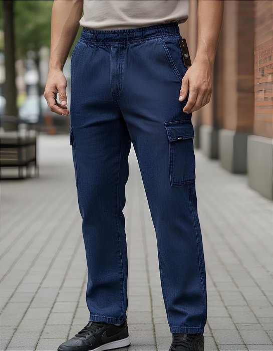 Calça cargo jeans Escura juvenil