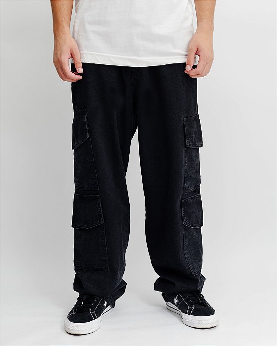 Calça Cargo Super Baggy 4 bolsos ( JEANS PRETA)