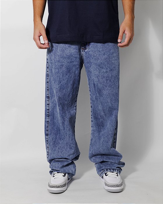 Calça Balão Azul MARMORIZADA (CINTO)