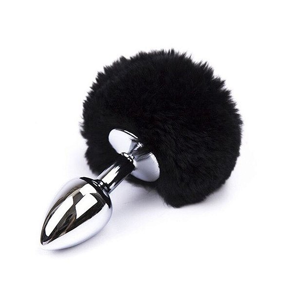 Plug Anal de Aço com Pompom Tamanho M