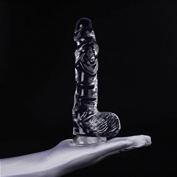 Protese Realística Maciça com Escroto e Ventosa em Silicone 20 x 4 Cm
