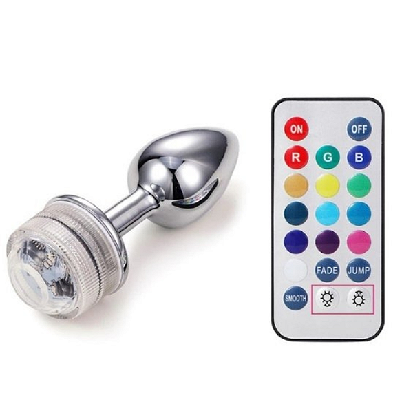 Plug Anal de Aço com Led e Controle Tamanho M