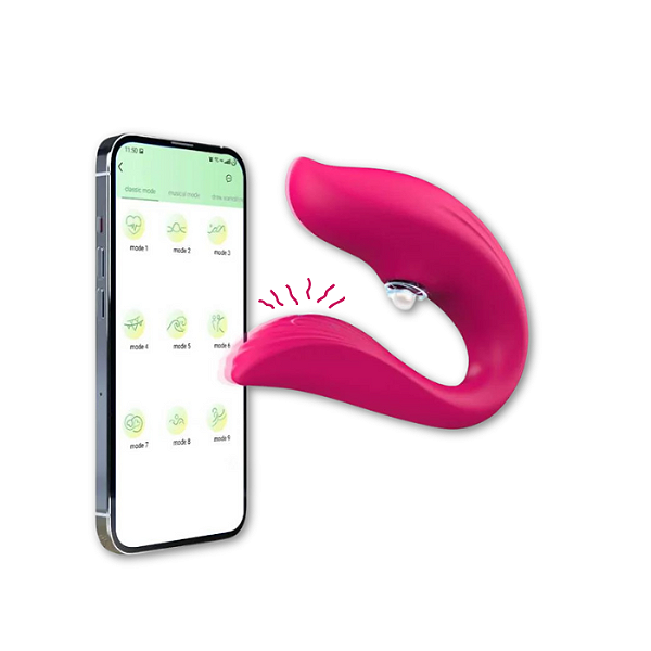 Shark Vibrador de Casal com Sugador por App