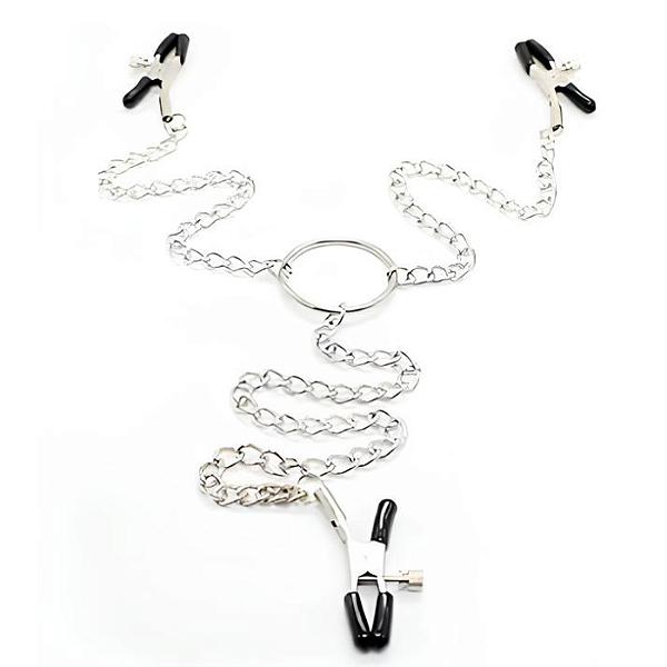 Grampos de Mamilo e Clitóris com Corrente