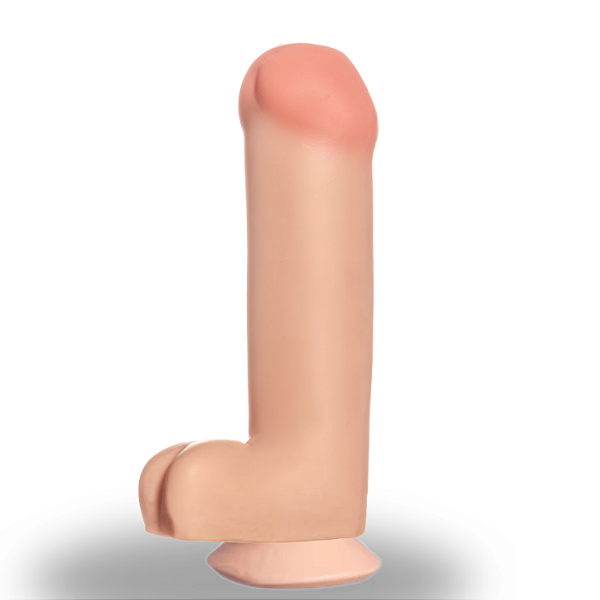 Protese Maciça  Realistic Skin com Escroto e Ventosa Bruce 25 x 7,5 Cm