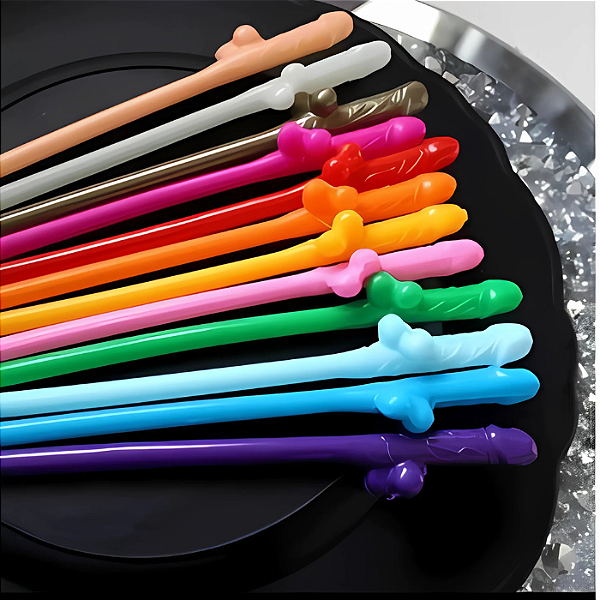 Canudos Divertidos Mini Pênis Colorido
