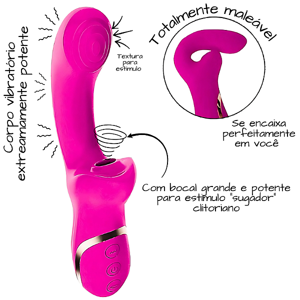 Pink Vibrador de Ponto G Articulado com Sugador