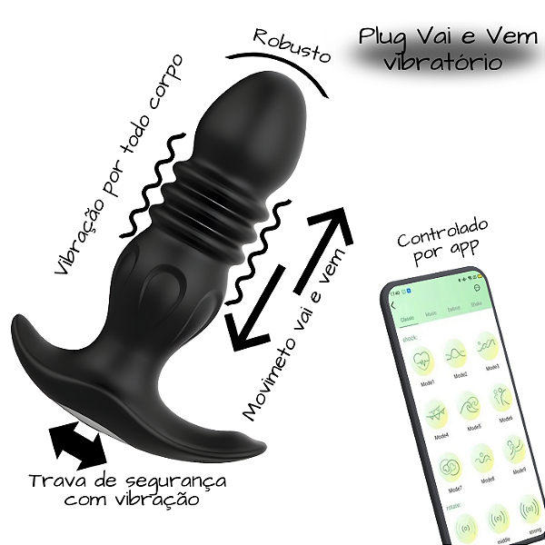 Plug Vibratório Vai e Vem Controlado por App