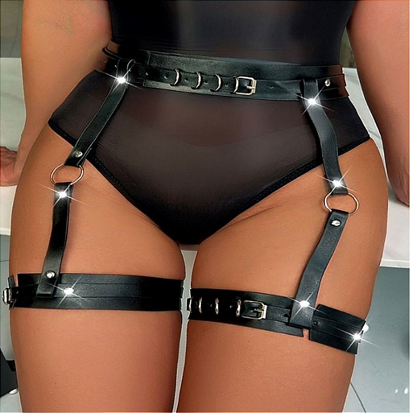 Harness Reforçado Cinta Liga em Couro