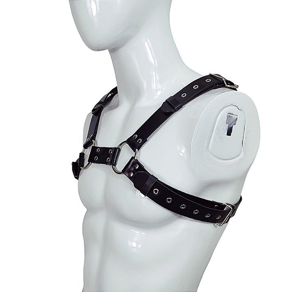 Harness Masculino em Couro e Detalhes em Metal