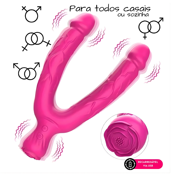 Vibrador Twice Gêmeos do Prazer - Articulado em Formato de U