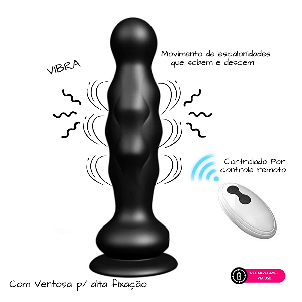 Dom Dedilho Prótese ou Plug com Vai e Vem e Controle