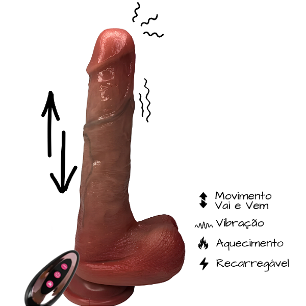 Prótese Realística com Movimento Vai e Vem Vibração e Aquecimento 22cm x 3,5