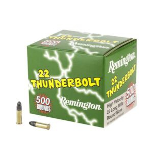 MUNIÇÃO REMINGTON CAL 22 LR HV THUNDERBOLT 40GR RN CX 500