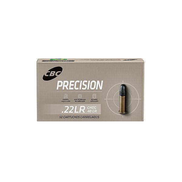 Munição CBC .22 LR CHOG Precision 40gr Caixa 50 Unid.