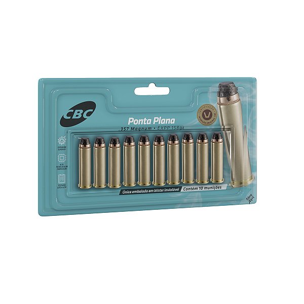 Munição CBC .357 MAG EXPP 158gr Blister 10 Und.