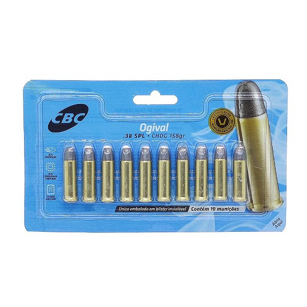 Munição CBC .38 SPL CHOG 158gr - 10 Unidades.