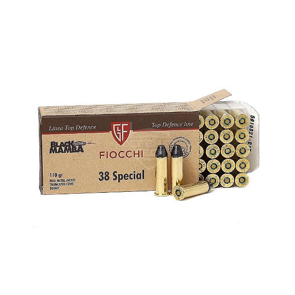 Munição Fiocchi .38 SPL 110gr Black Mamba FMJTC – 50 unidades
