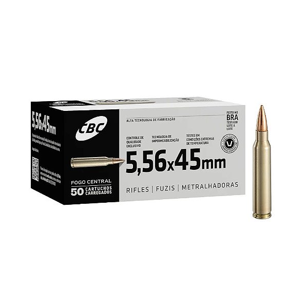 Munição CBC 5.56x45 Comum M193 55GR - 50 unidades