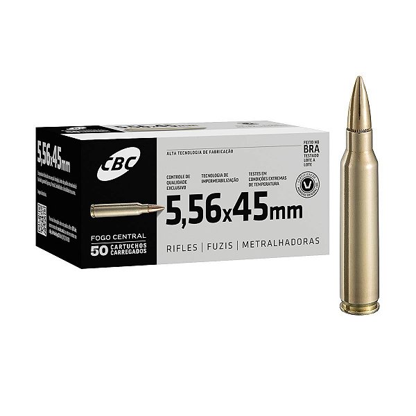 Munição CBC 5.56x45 SS109 62GR - 50 unidades