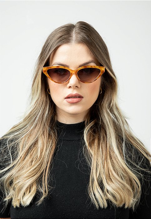 ÓCULOS DE SOL RETRÔ CAT EYE TARTARUGADO