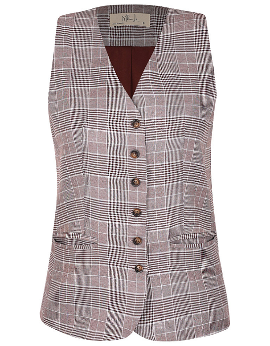 Colete Alfaiatara Xadrez Marrom