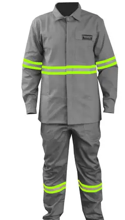 Conjunto Uniforme Risco 2 Norma NR 10 Eletricista Cor Cinza Faixa Refletiva Verde