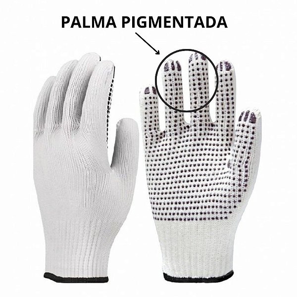 Luva de Malha Pigmentada Branca Tam. G - Kit C/ 12 Prs C.a 33529