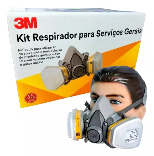 Respirador Kit 3M Cartucho 6003 Completo Gás Carbônico e vapores Orgânicos