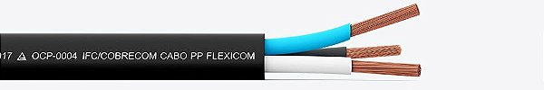 Cabo PP FLEXICOM 3C, COBRECOM, 1,5mm2, preto, unidade: metro. Cod. 1330404401