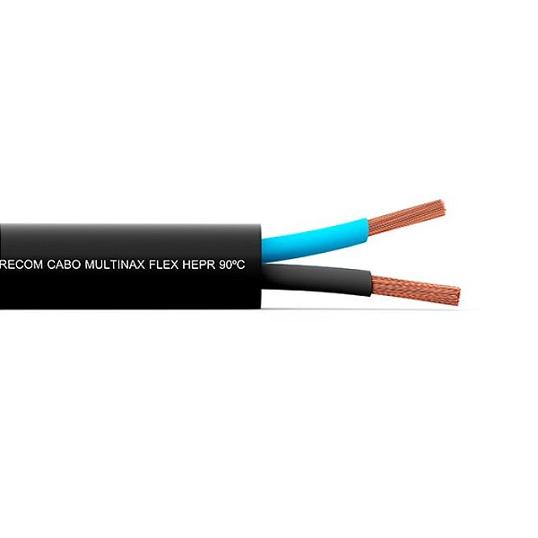Cabo PP MULTINAX FLEX HEPR 2C, COBRECOM, 2,5mm2, preto, unidade: metro. Cod. 1520504401