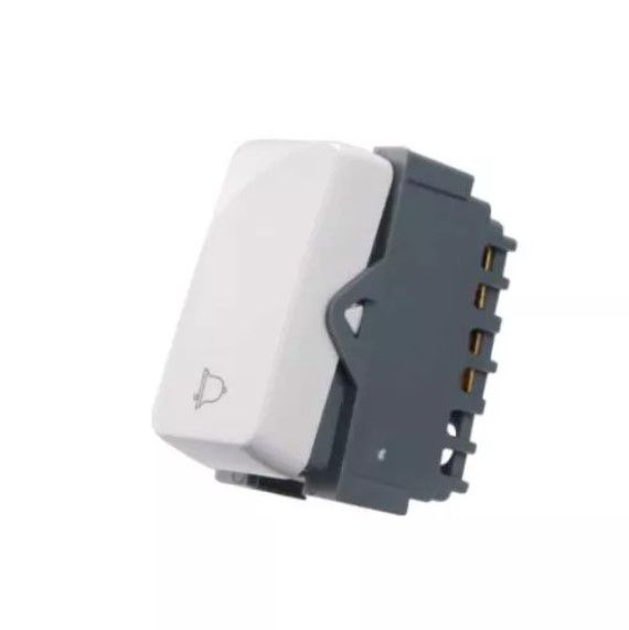 Módulo Interruptor Pulsador Campainha 10A 250V Branco Linha B3 MARGIRIUS. Cod. 19398