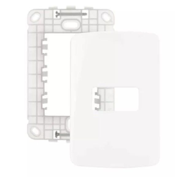 Conjunto Placa 4x2" 1 Posto Horizontal + Suporte Branco Linha B3 MARGIRIUS. Cod. 19430
