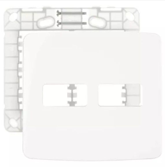 Conjunto Placa 4x4" 2 Postos Horizontais + Suporte Branco Linha B3 MARGIRIUS. Cod. 19435