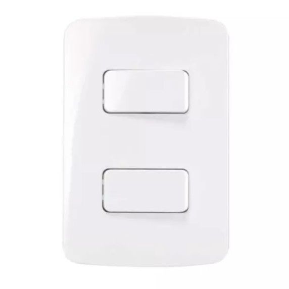Conjunto 1 Interruptor Simples + 1 Interruptor Paralelo 10A 250V 4x2" Branco Linha B3 MARGIRIUS. Cod. 19471