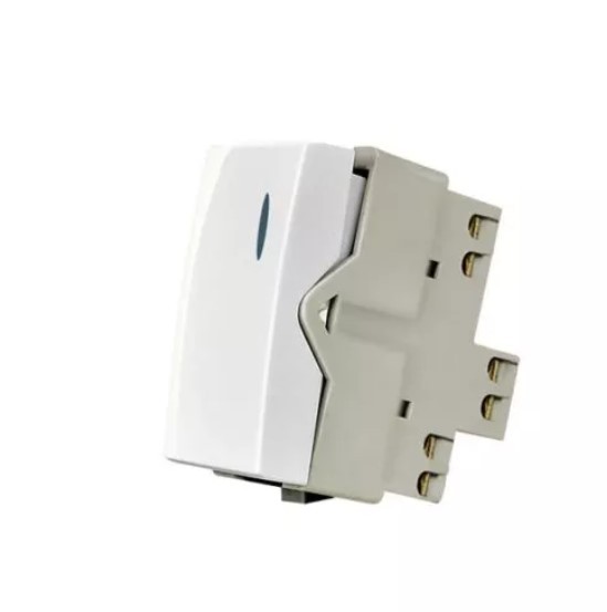 Módulo Interruptor Simples com Luz 10A 250V Branco Linha Sleek MARGIRIUS. Cod. 16054