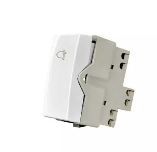 Módulo Interruptor Pulsador Campainha 10A 250V Branco Linha Sleek MARGIRIUS. Cod. 16053