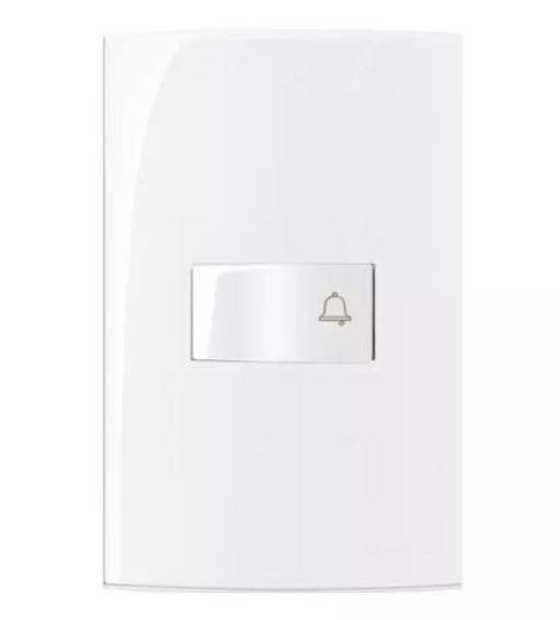 Conjunto Interruptor Pulsador Campainha 10A 250V 4x2" Branco Linha Sleek MARGIRIUS. Cod. 16008
