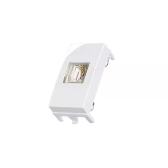 Módulo Tomada para Telefone Padrão Americano RJ11 4 Fios Branco Linha Sleek MARGIRIUS. Cod. 16046