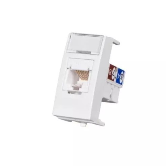 Módulo Tomada para Rede de Informática RJ45 CAT5e Branco Linha Sleek MARGIRIUS. Cod. 16045