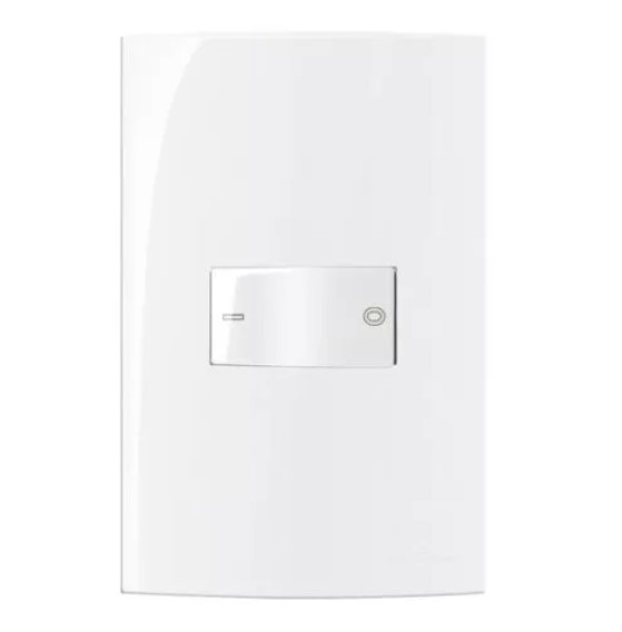 Conjunto Interruptor Bipolar Simples 10A 250V 4x2" Branco Linha Sleek MARGIRIUS. Cod. 16013