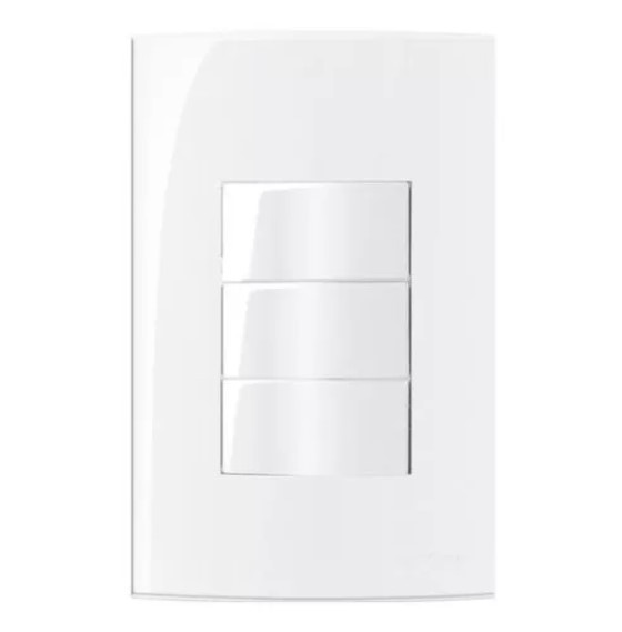 Conjunto 3 Interruptores Simples 10A 250V 4x2" Branco Linha Sleek MARGIRIUS. Cod. 16010