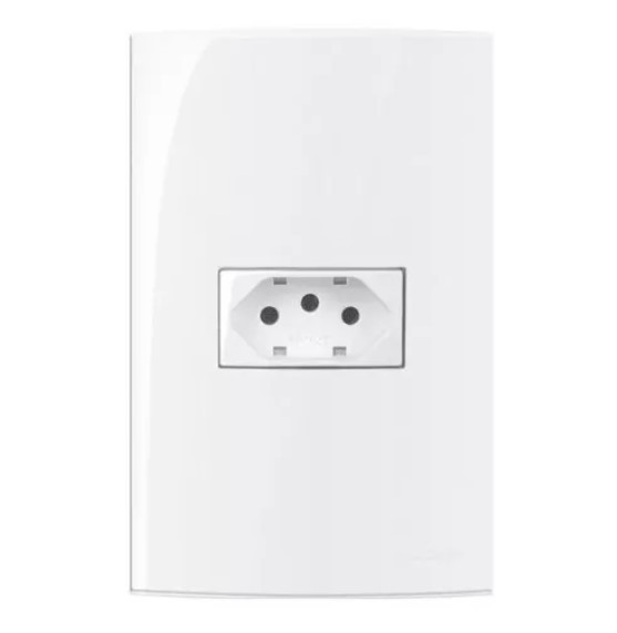 Conjunto Tomada Padrão Brasileiro 2P+T 10A 250V 4x2" Branco Linha Sleek MARGIRIUS. Cod. 16004