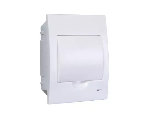 Quadro de distribuição de embutir 6 polos com barras neutro, terra e trilhos DIN metálico MARGIRIUS. Cod. 22562
