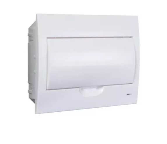 Quadro de distribuição de embutir 12 polos com barras neutro, terra e trilhos DIN metálico MARGIRIUS. Cod. 22564