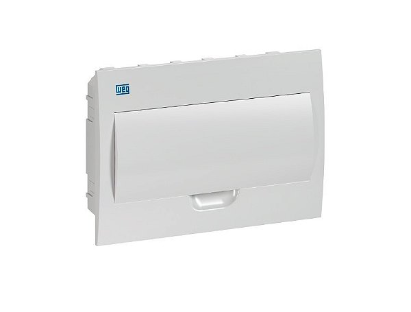 Quadro de distribuição de plástico de embutir para 12 minidisjuntores, tampa plástica branca, vazio, WDQ02, WEG. Cod. 11377479